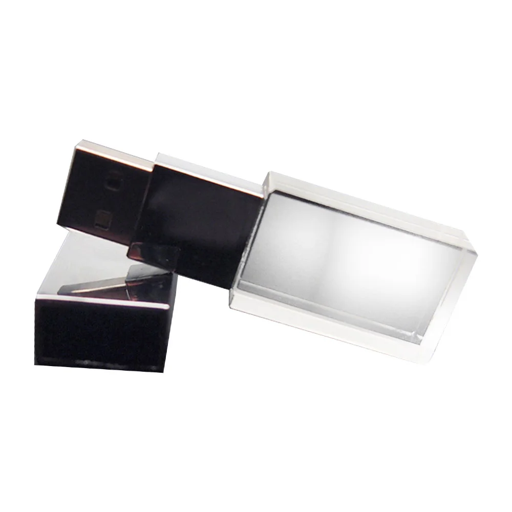 Флешка Стеклянная Кристалл \Crystal Glass Metal\ W14 серебряный глянец 128 Гб Прозрачный - фото 5