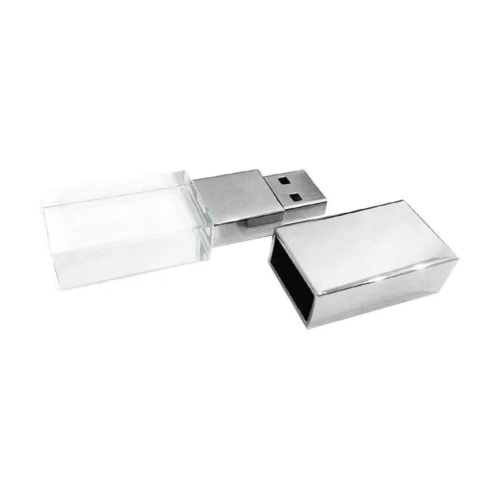Флешка Стеклянная Кристалл Crystal Glass Metal W14 серебряный глянец 512 Гб Прозрачный - фото 2