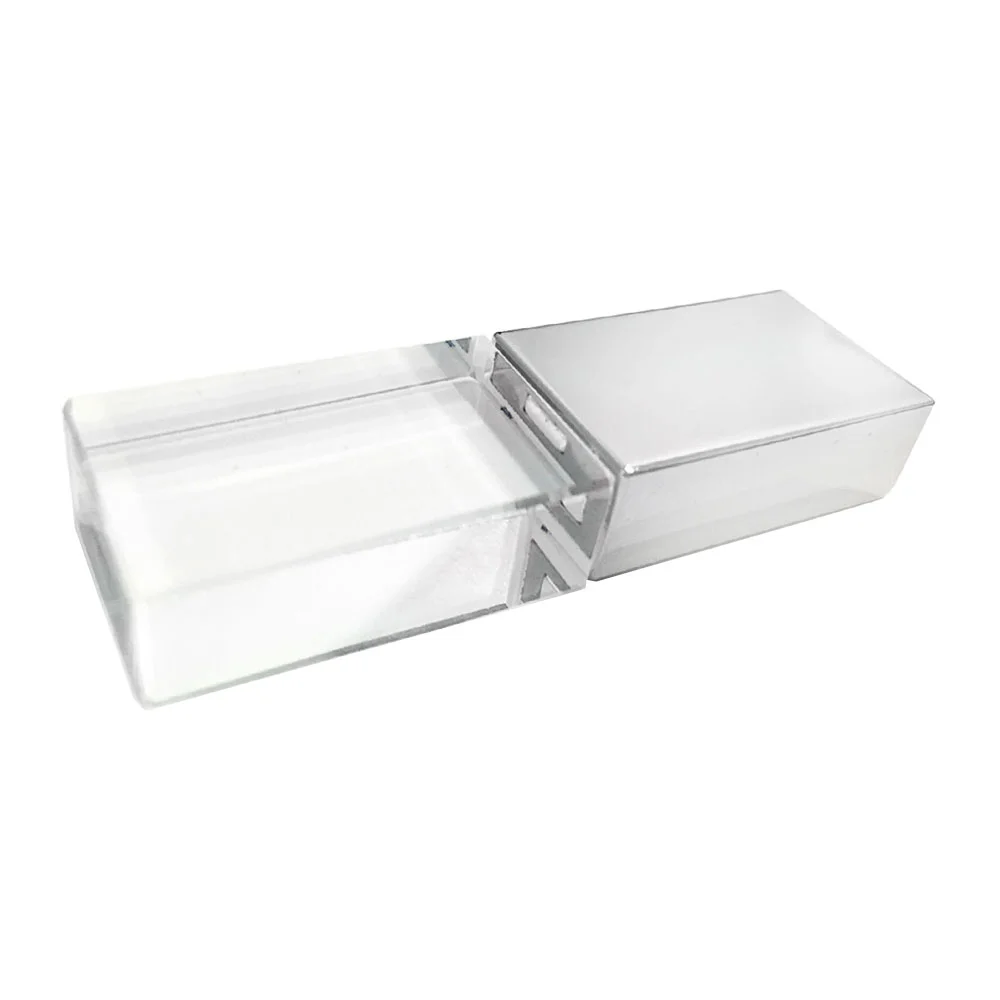 Флешка Стеклянная Кристалл Crystal Glass Metal W14 серебряный глянец 512 Гб Прозрачный - фото 3