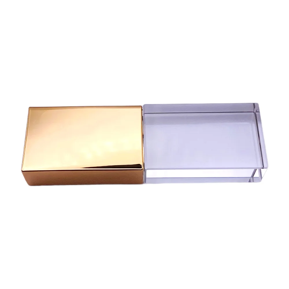 Флешка Стеклянная Кристалл Crystal Glass Metal W14 золотой глянец 1 Гб - фото 2