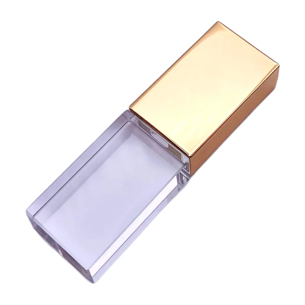 Флешка Стеклянная Кристалл Crystal Glass Metal W14 золотой глянец 1 Гб - фото 3