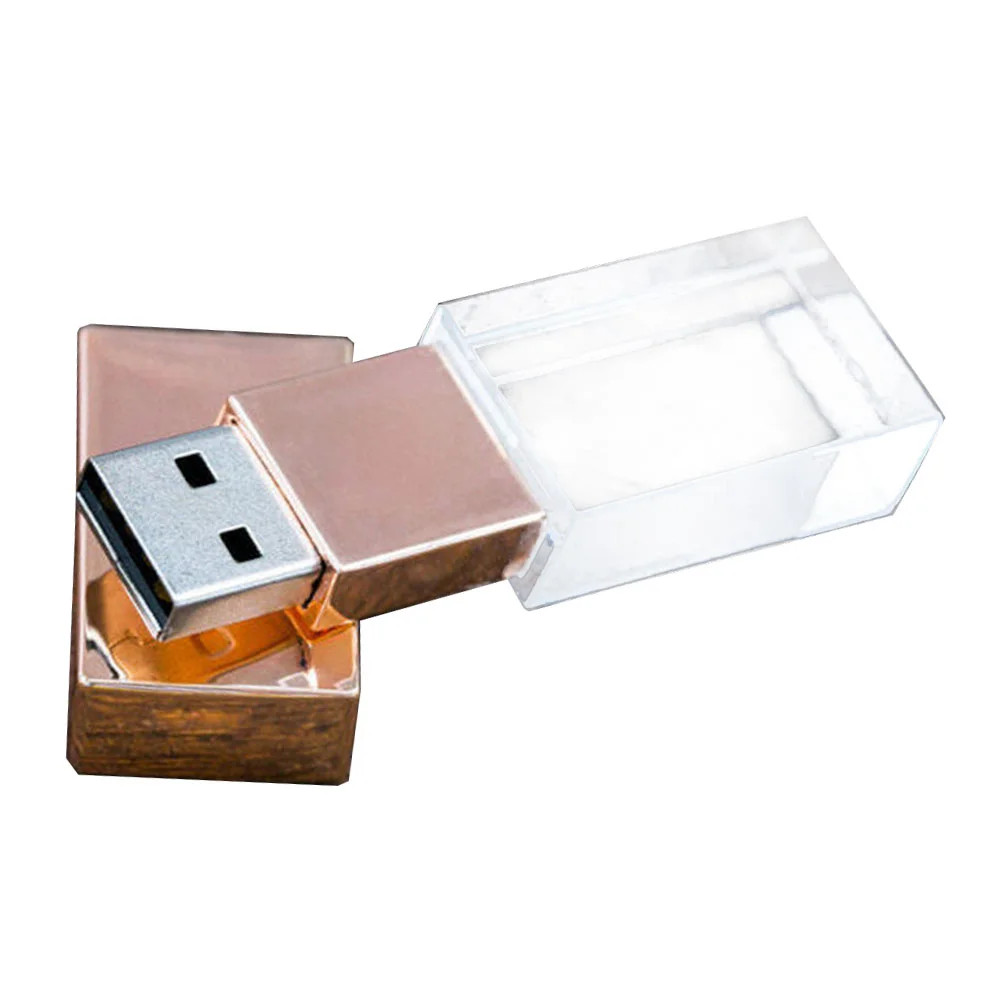 Флешка Стеклянная Кристалл Crystal Glass Metal W14 розовый глянец 512 Гб Прозрачный - фото 4