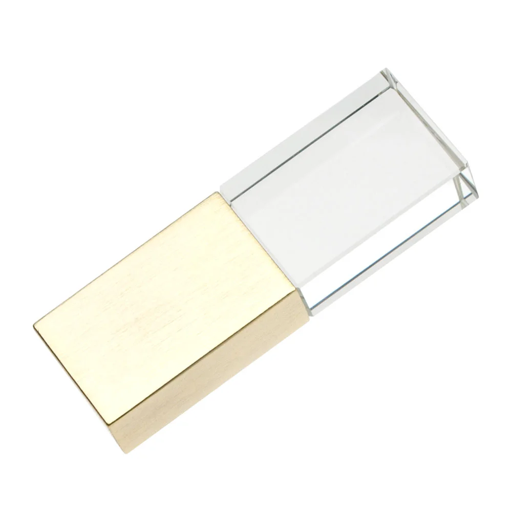 Флешка Стеклянная Кристалл Crystal Glass Metal W14 золотой матовый 16 Гб - фото 1