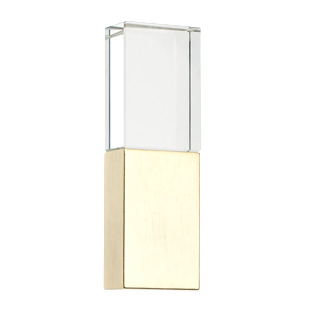Флешка Стеклянная Кристалл Crystal Glass Metal W14 золотой матовый 128 Гб - фото 5