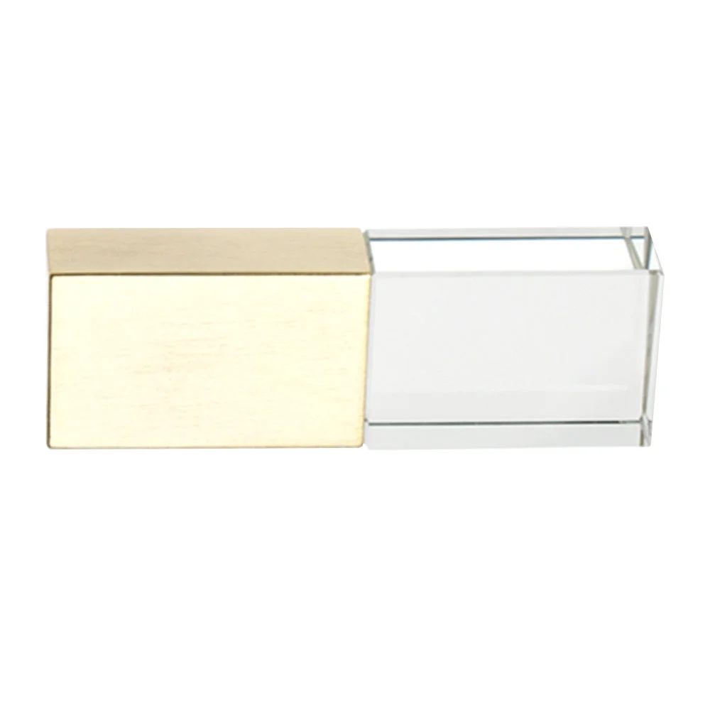 Флешка Стеклянная Кристалл \Crystal Glass Metal\ W14 золотой матовый 2 Гб - фото 2