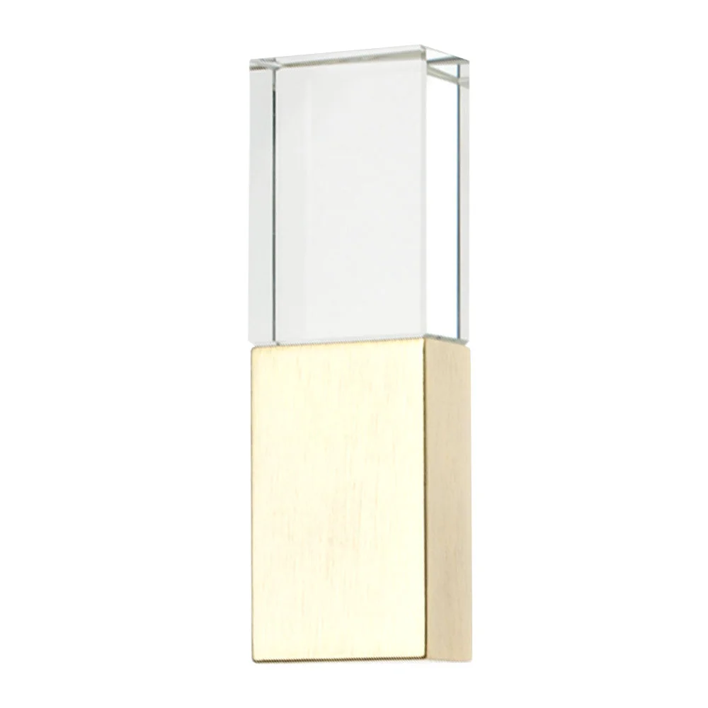 Флешка Стеклянная Кристалл \Crystal Glass Metal\ W14 золотой матовый 2 Гб - фото 4