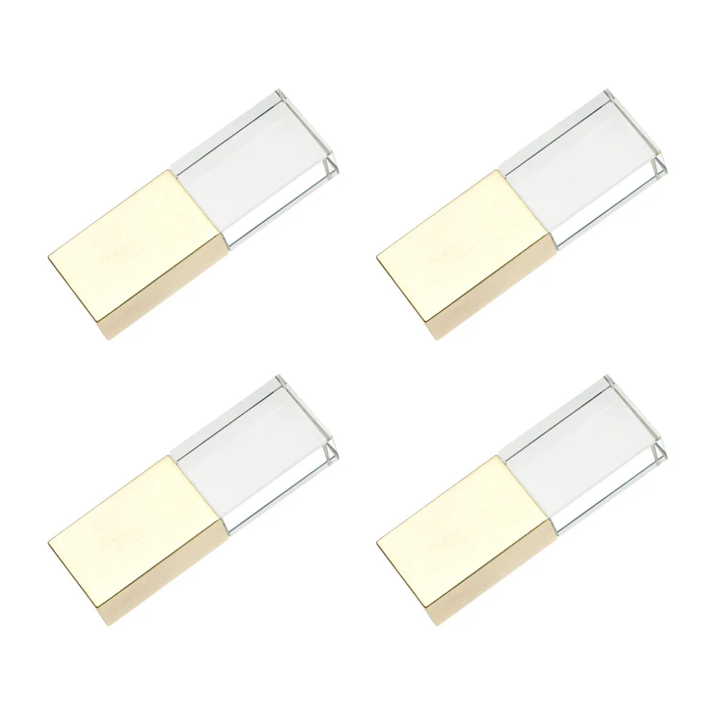 Флешка Стеклянная Кристалл \Crystal Glass Metal\ W14 золотой матовый 2 Гб - фото 9