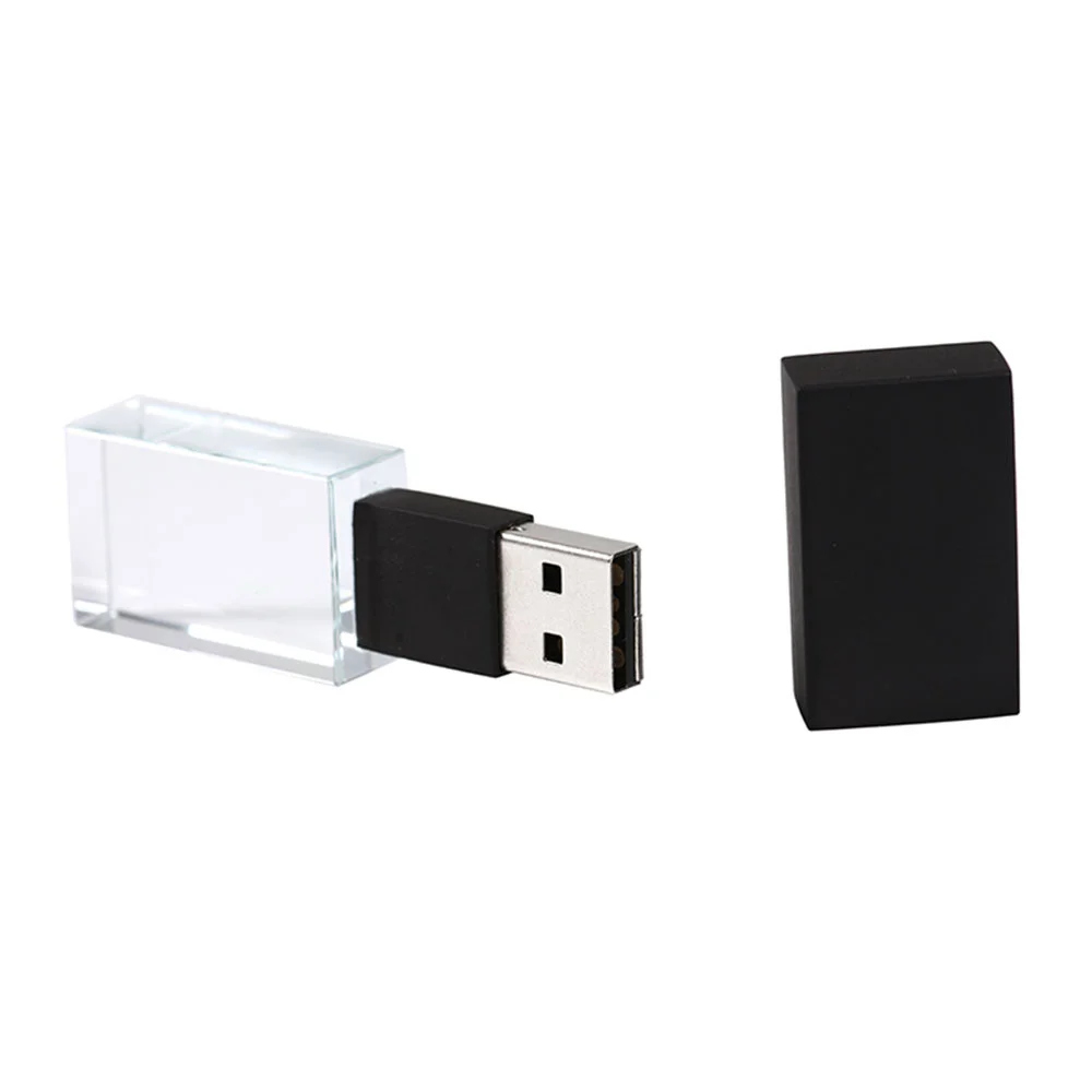 Флешка Стеклянная Кристалл "Crystal Glass Metal" W14 черный матовый 1 Гб, Прозрачный - фото 4
