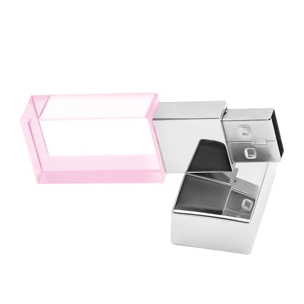 Флешка Стеклянная Кристалл Crystal Glass Metal W14 розовый / серебряный глянец 4 Гб Прозрачный - фото 4