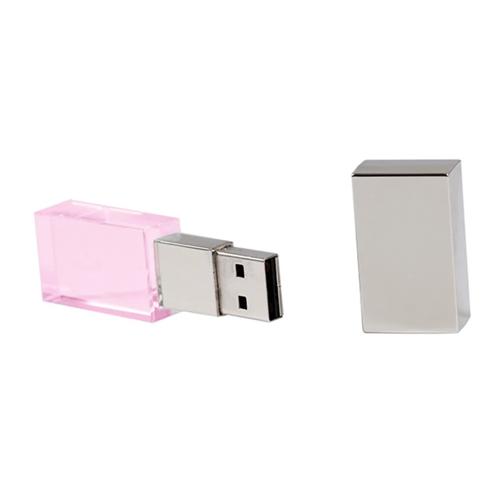 Флешка Стеклянная Кристалл Crystal Glass Metal W14 розовый / серебряный глянец 4 Гб Прозрачный - фото 7