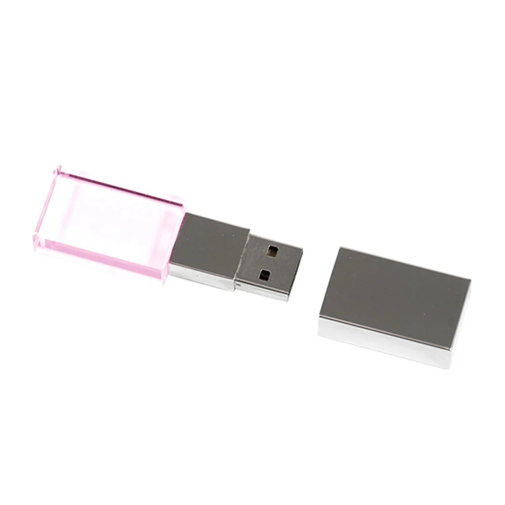Флешка Стеклянная Кристалл Crystal Glass Metal W14 розовый / серебряный глянец 32 Гб Прозрачный - фото 3