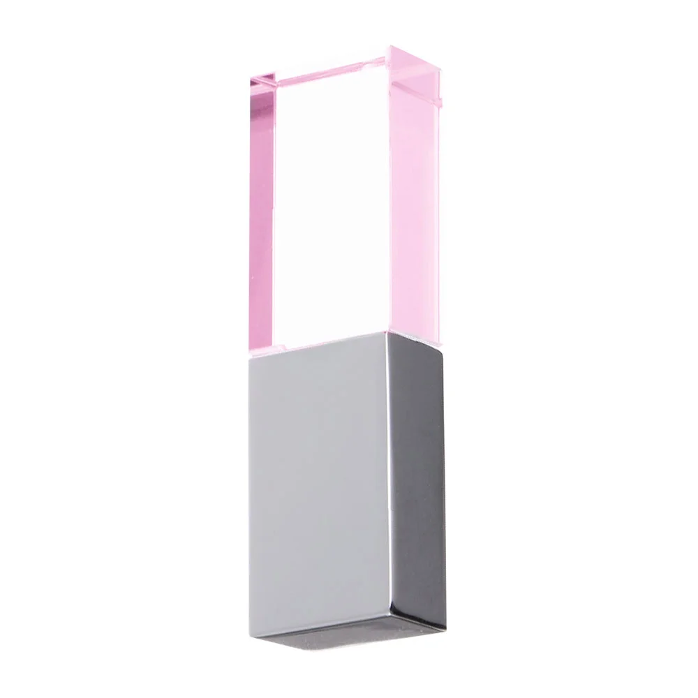 Флешка Стеклянная Кристалл Crystal Glass Metal W14 розовый / серебряный глянец 1 Гб Прозрачный - фото 6