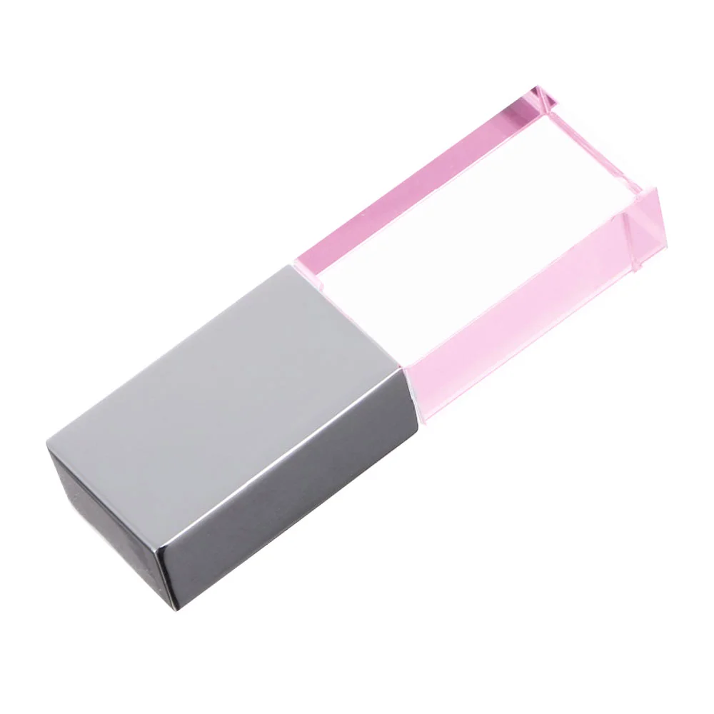 Флешка Стеклянная Кристалл Crystal Glass Metal W14 розовый / серебряный глянец 2 Гб Прозрачный - фото 1