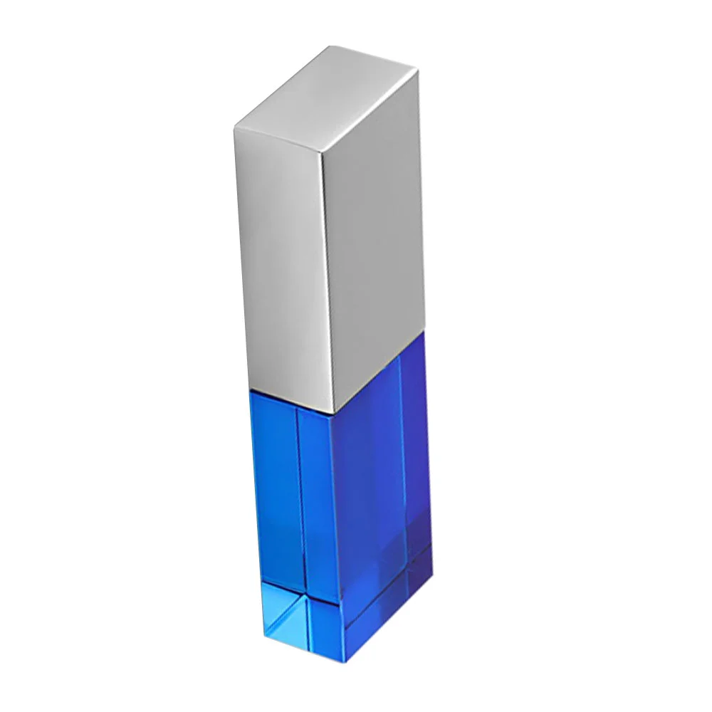 Флешка Стеклянная Кристалл Crystal Glass Metal W14 синий / серебряный матовый 1 ТБ Прозрачный - фото 7
