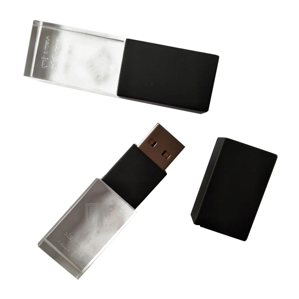 Флешка Стеклянная Кристалл "Crystal Glass Metal" W14 черный матовый 1 ТБ, Прозрачный - фото 10