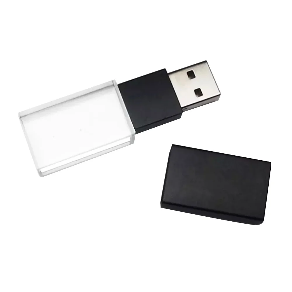 Флешка Стеклянная Кристалл "Crystal Glass Metal" W14 черный матовый 1 ТБ, Прозрачный - фото 2