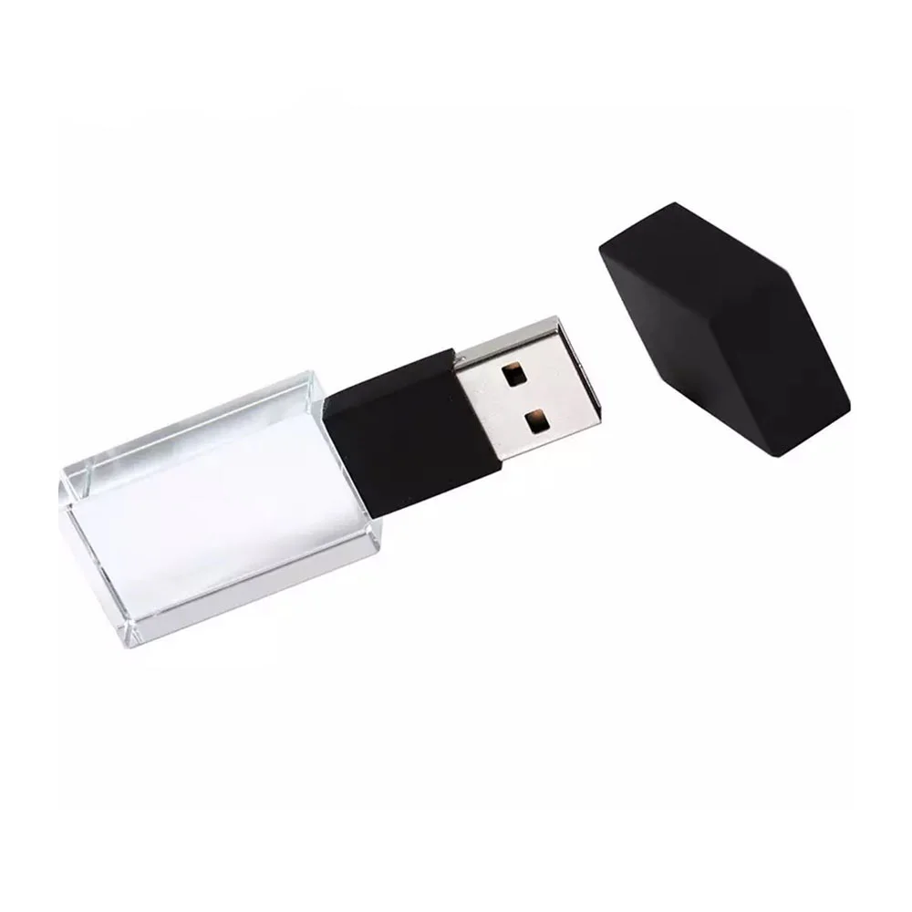 Флешка Стеклянная Кристалл "Crystal Glass Metal" W14 черный матовый 1 ТБ, Прозрачный - фото 5