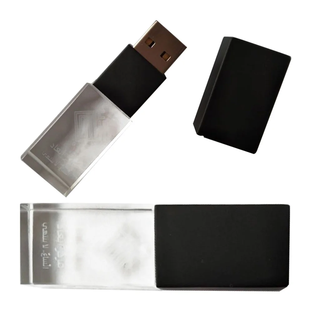 Флешка Стеклянная Кристалл "Crystal Glass Metal" W14 черный матовый 1 ТБ, Прозрачный - фото 9