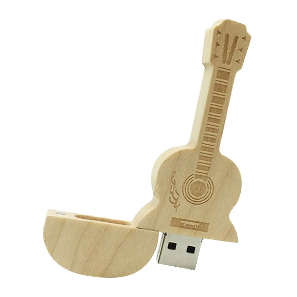Флешка Деревянная Гитара Акустическая Guitar Acoustic F15 бежевый 4 Гб - фото 2