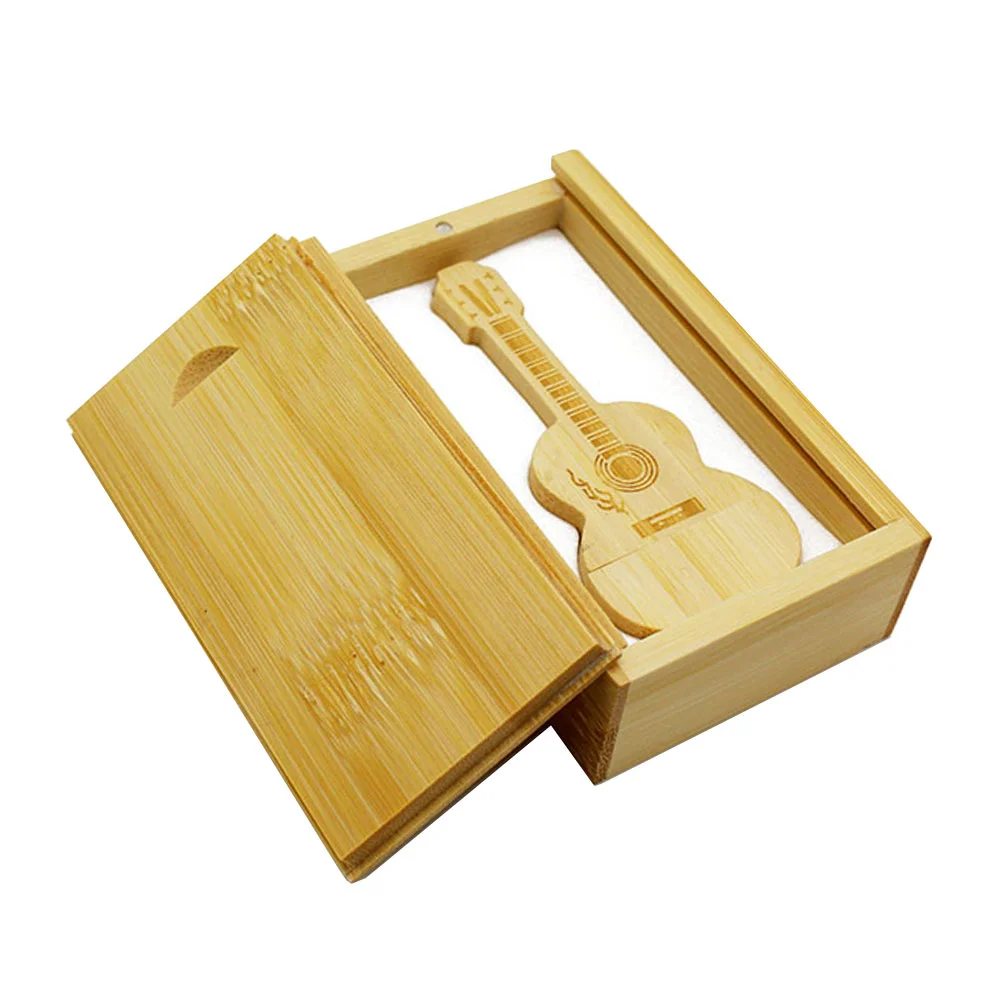 Флешка Деревянная Гитара Акустическая Guitar Acoustic F15 желтый 2 Гб - фото 8