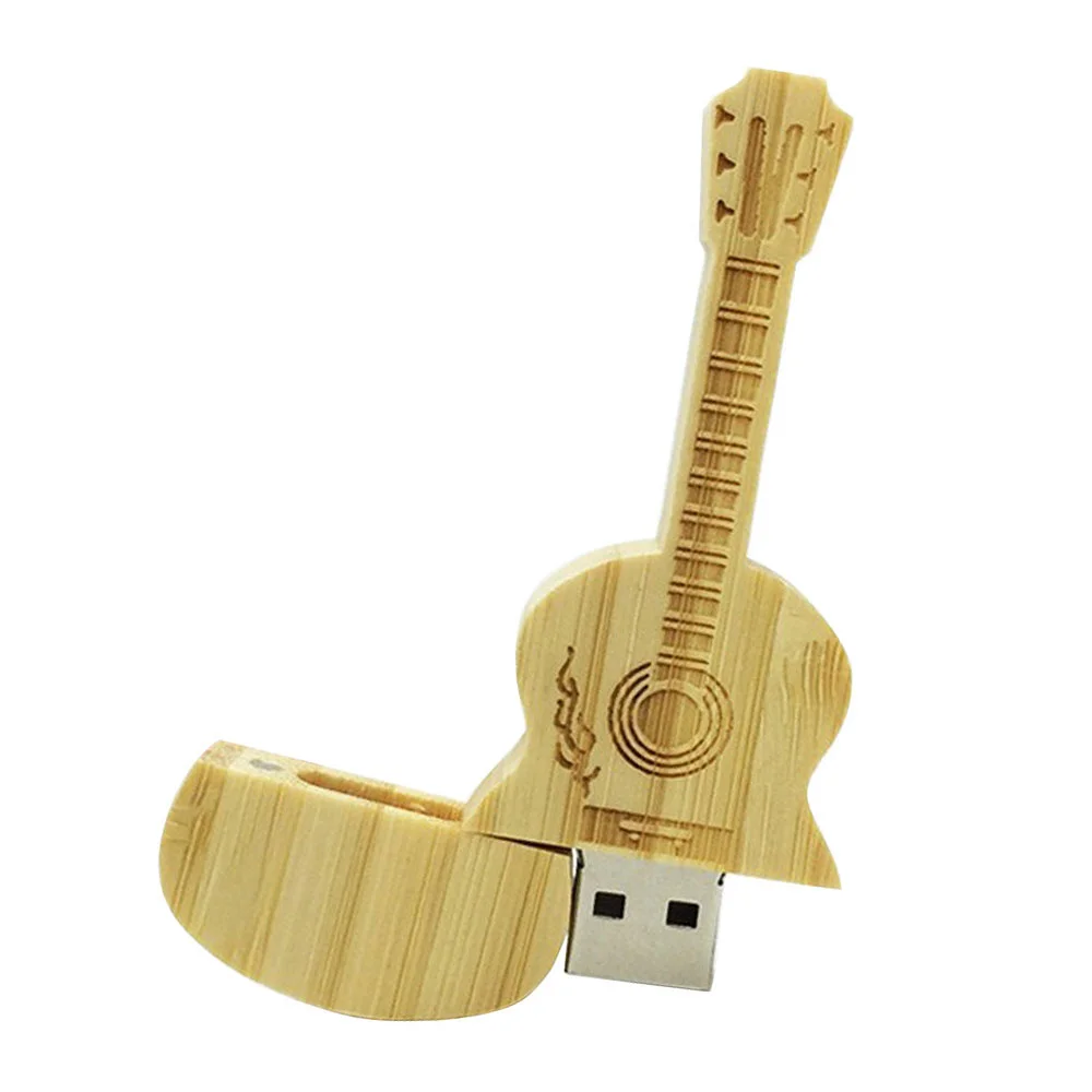 Флешка Деревянная Гитара Акустическая Guitar Acoustic F15 желтый 8 Гб - фото 2