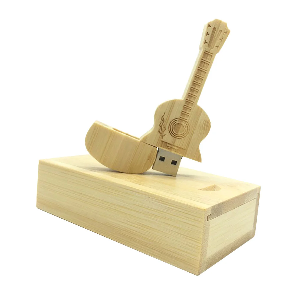 Флешка Деревянная Гитара Акустическая Guitar Acoustic F15 желтый 32 Гб - фото 7