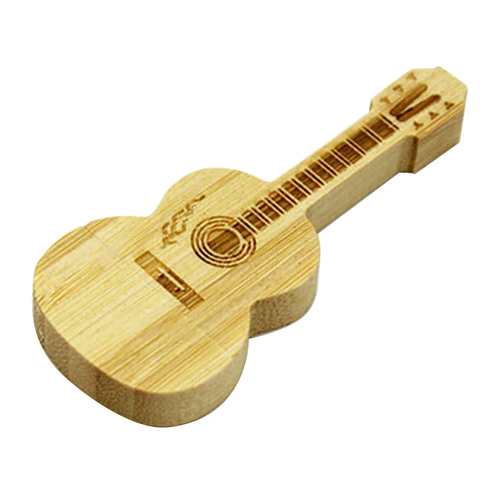 Флешка Деревянная Гитара Акустическая Guitar Acoustic F15 желтый 128 Гб - фото 1