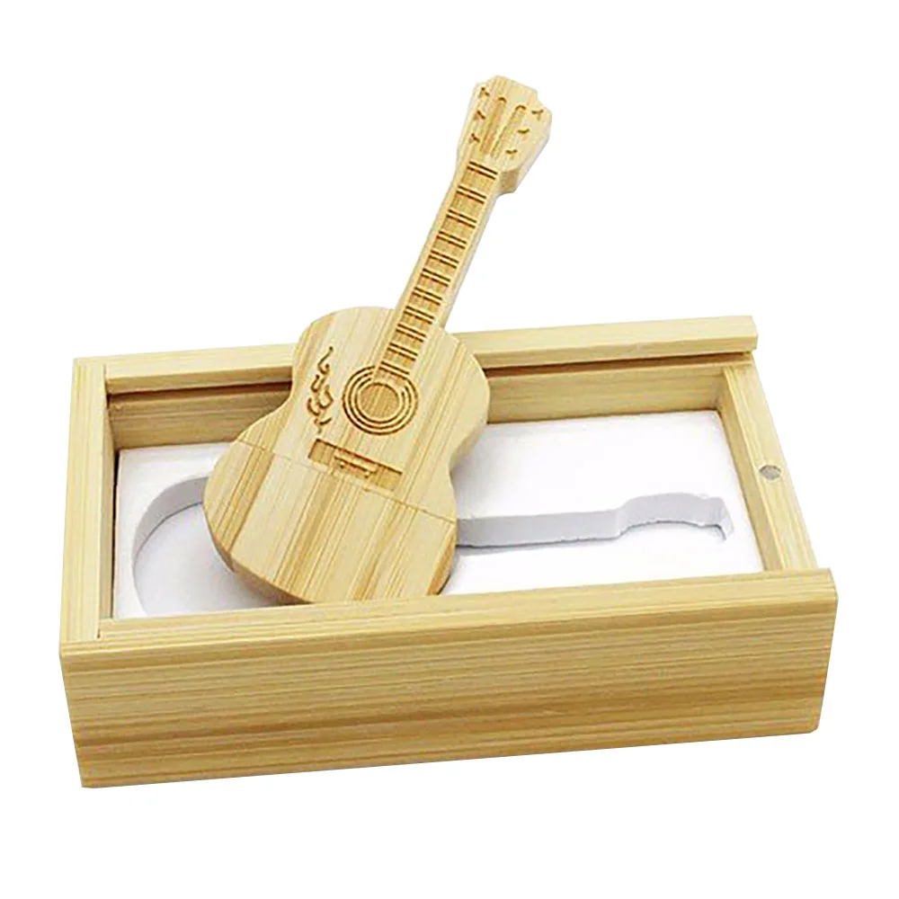 Флешка Деревянная Гитара Акустическая Guitar Acoustic F15 желтый 256 Гб - фото 5