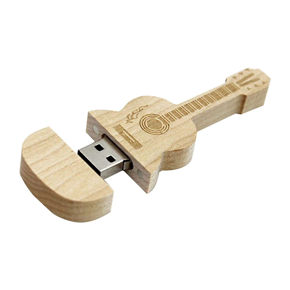 Флешка Деревянная Гитара Акустическая Guitar Acoustic F15 бежевый 64 Гб - фото 4