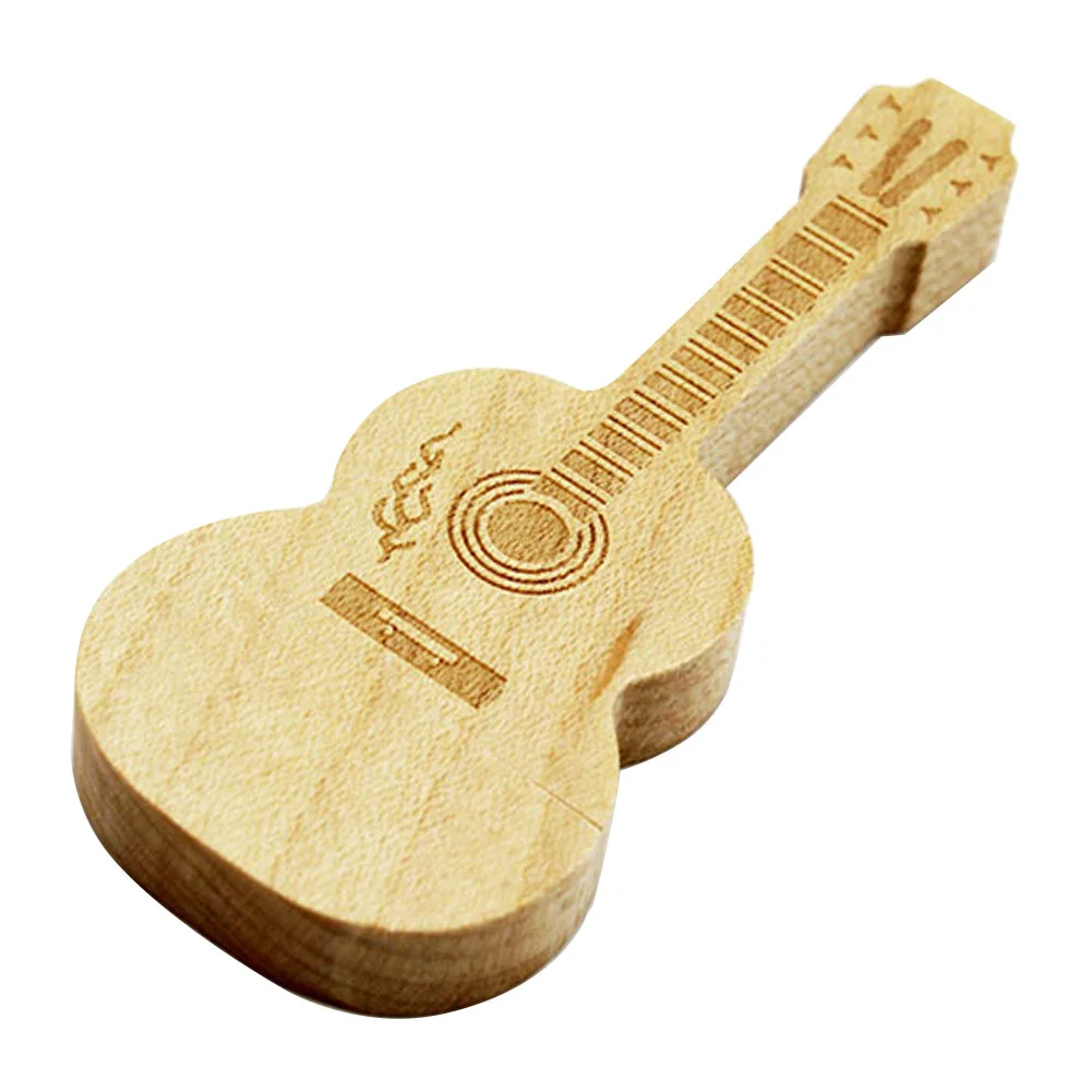 Флешка Деревянная Гитара Акустическая Guitar Acoustic F15 бежевый 16 Гб - фото 1
