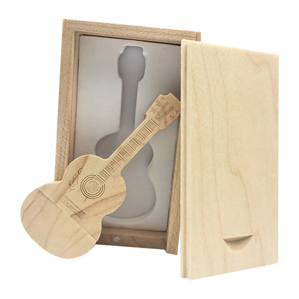 Флешка Деревянная Гитара Акустическая Guitar Acoustic F15 бежевый 16 Гб - фото 5