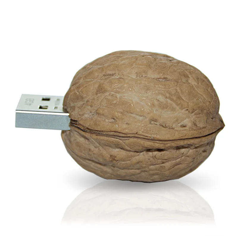 Флешка Резиновая Грецкий орех Walnut Q22 бежевый 256 Гб - фото 1