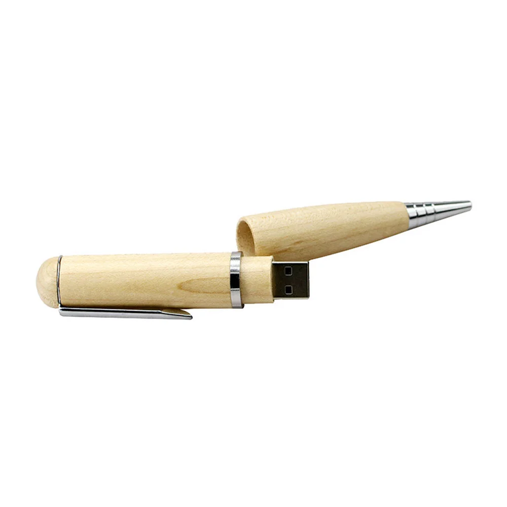 Флешка Деревянная Ручка Pen Wood F23 бежевая 128 Гб - фото 4
