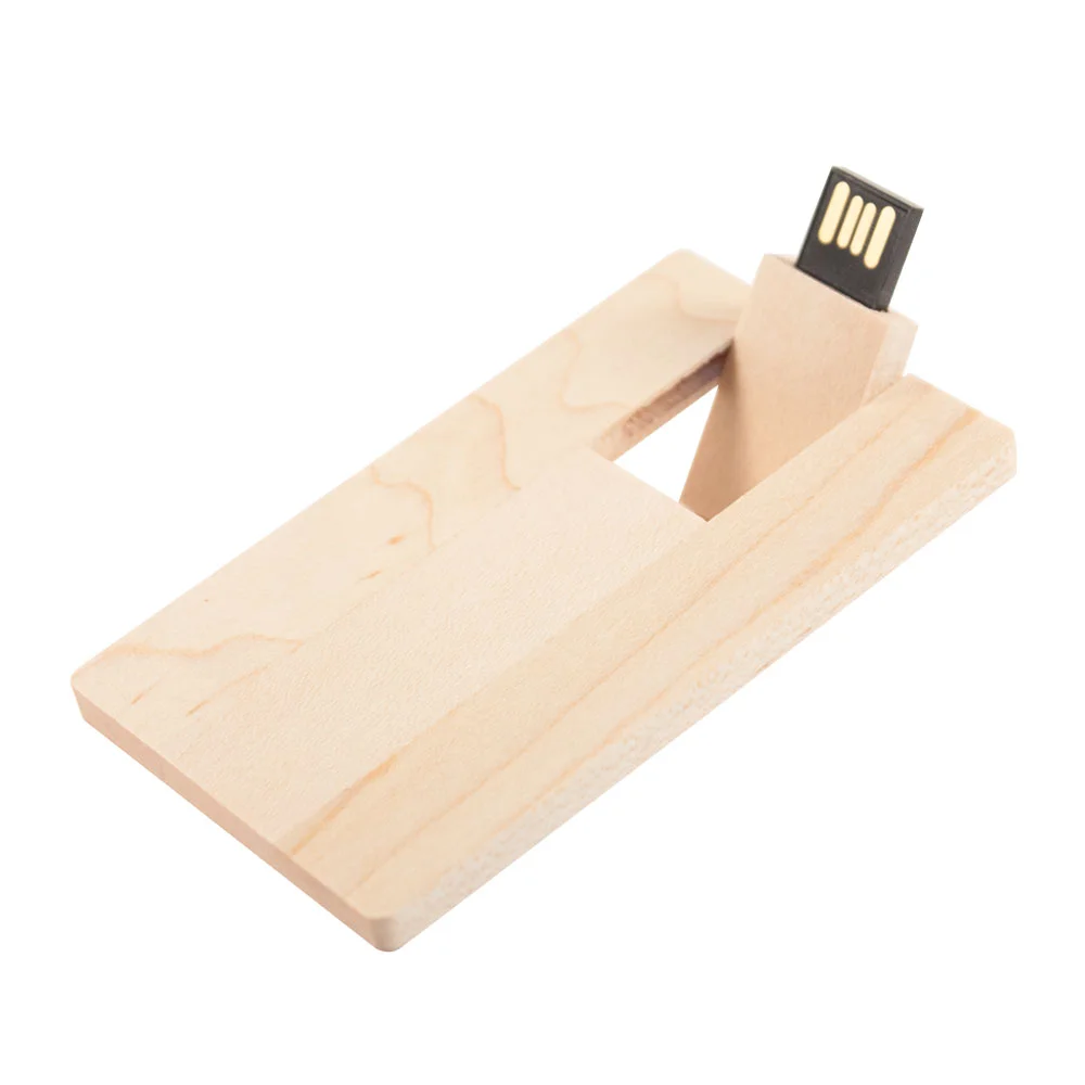 Флешка Деревянная Визитка Card Wood F27 бежевый 64 Гб - фото 1