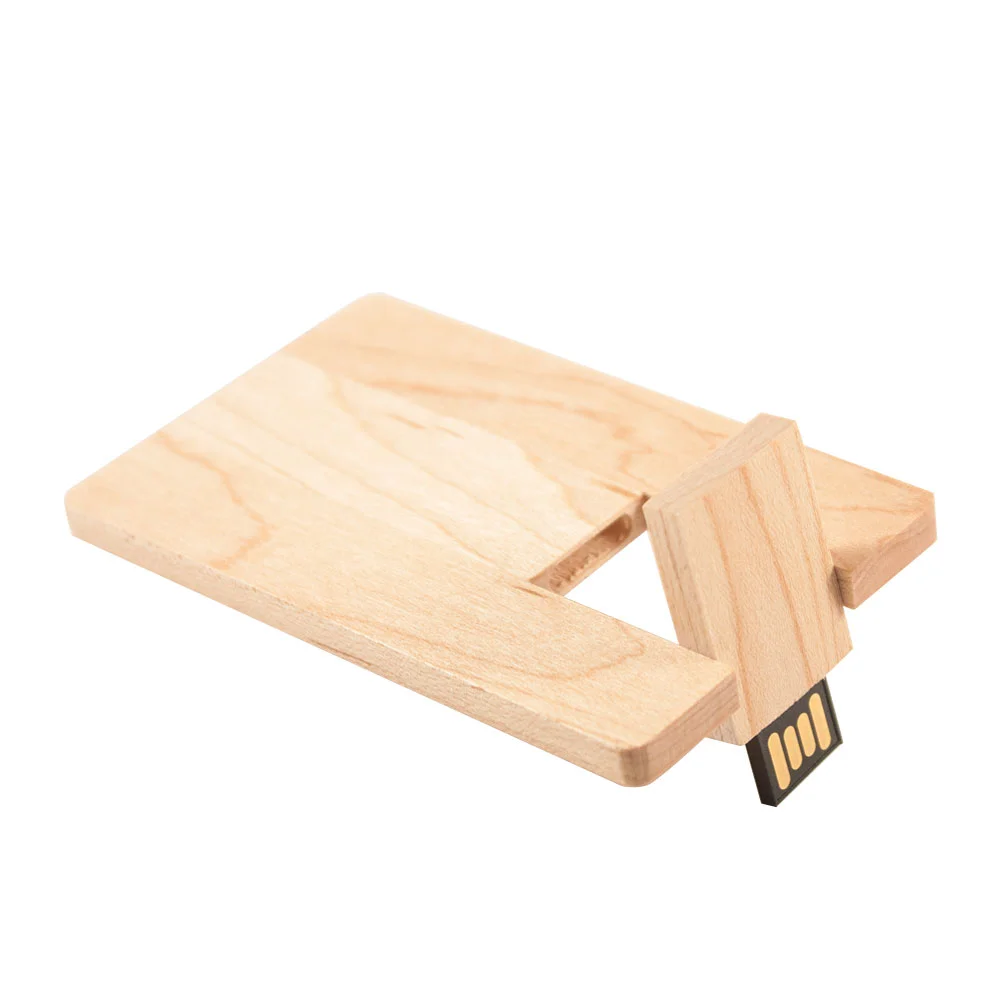 Флешка Деревянная Визитка Card Wood F27 бежевый 128 Гб - фото 2