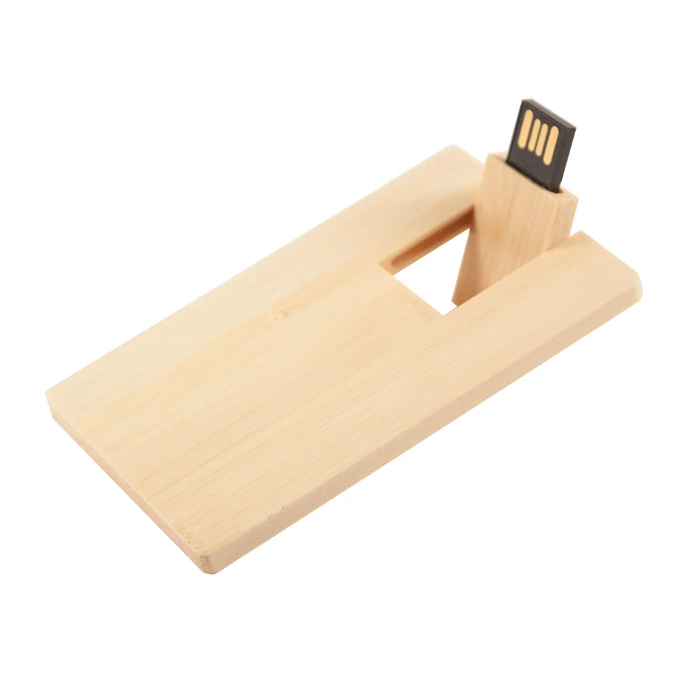 Флешка Деревянная Визитка Card Wood F27 желтый 4 Гб - фото 1