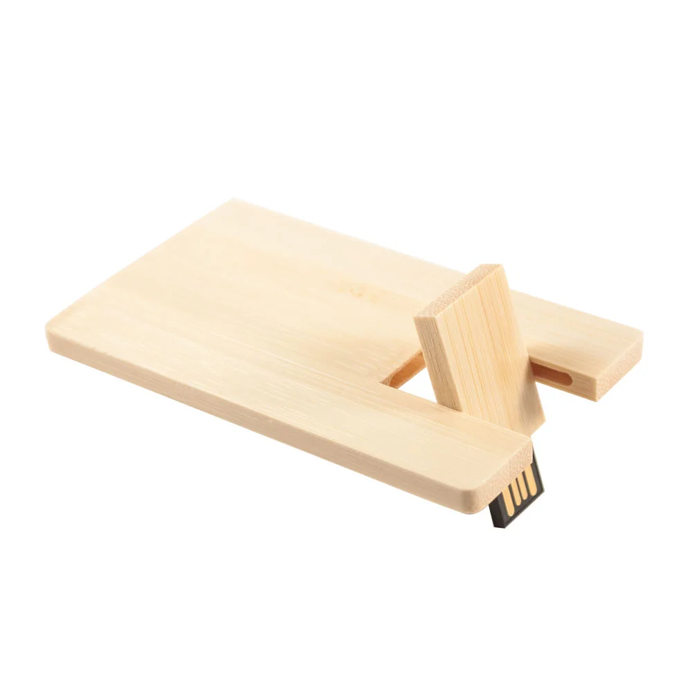 Флешка Деревянная Визитка Card Wood F27 желтый 128 Гб - фото 3