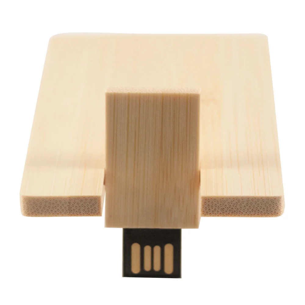 Флешка Деревянная Визитка Card Wood F27 желтый 2 Гб - фото 4