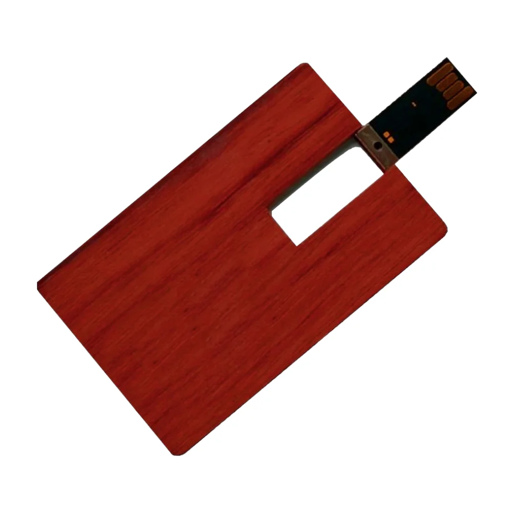 Флешка Деревянная Визитка Card Wood F27 красный 64 Гб - фото 3