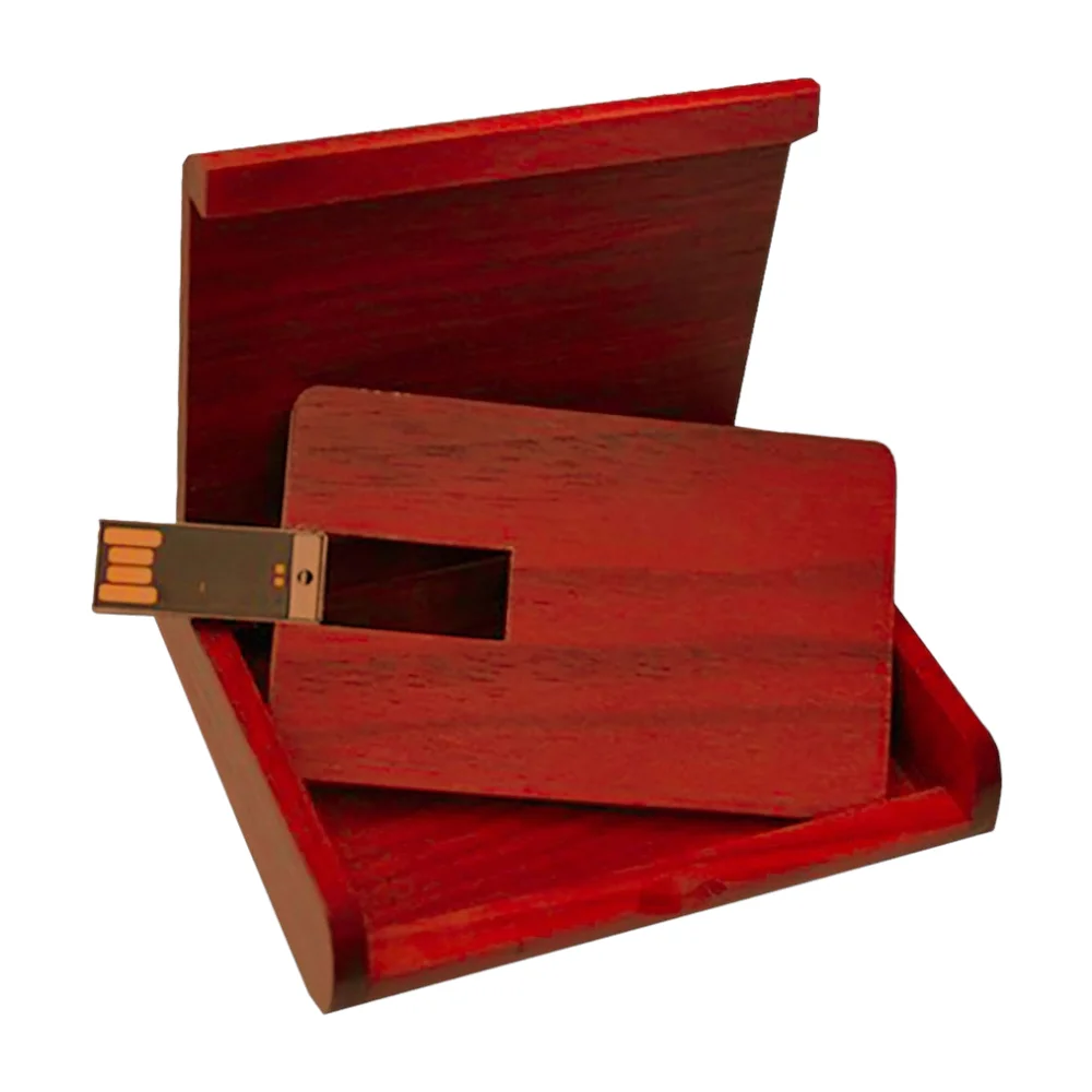 Флешка Деревянная Визитка Card Wood F27 красный 256 Гб - фото 2
