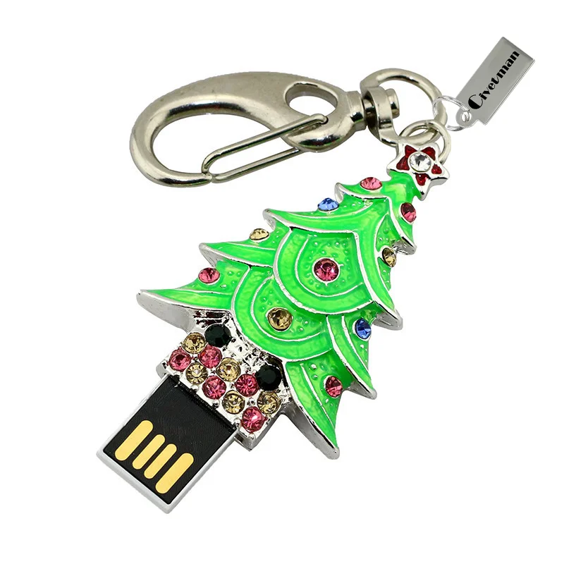 Флешка Металлическая Елка Christmas Tree R28 зеленая 64 Гб - фото 3
