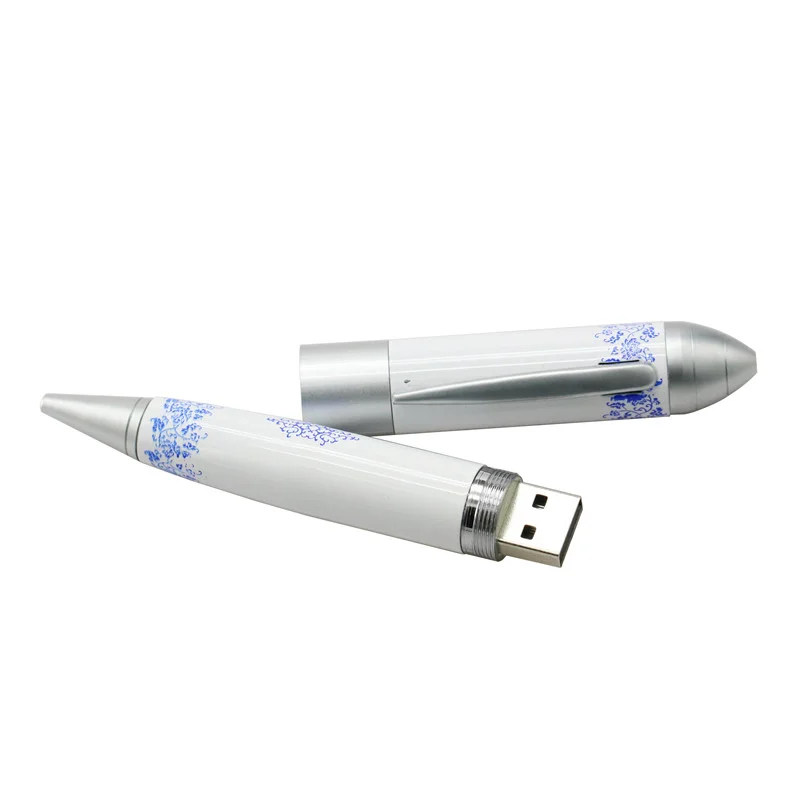 Флешка Фарфоровая Pen Ceramic Z30 бело-синяя 1 Гб - фото 3