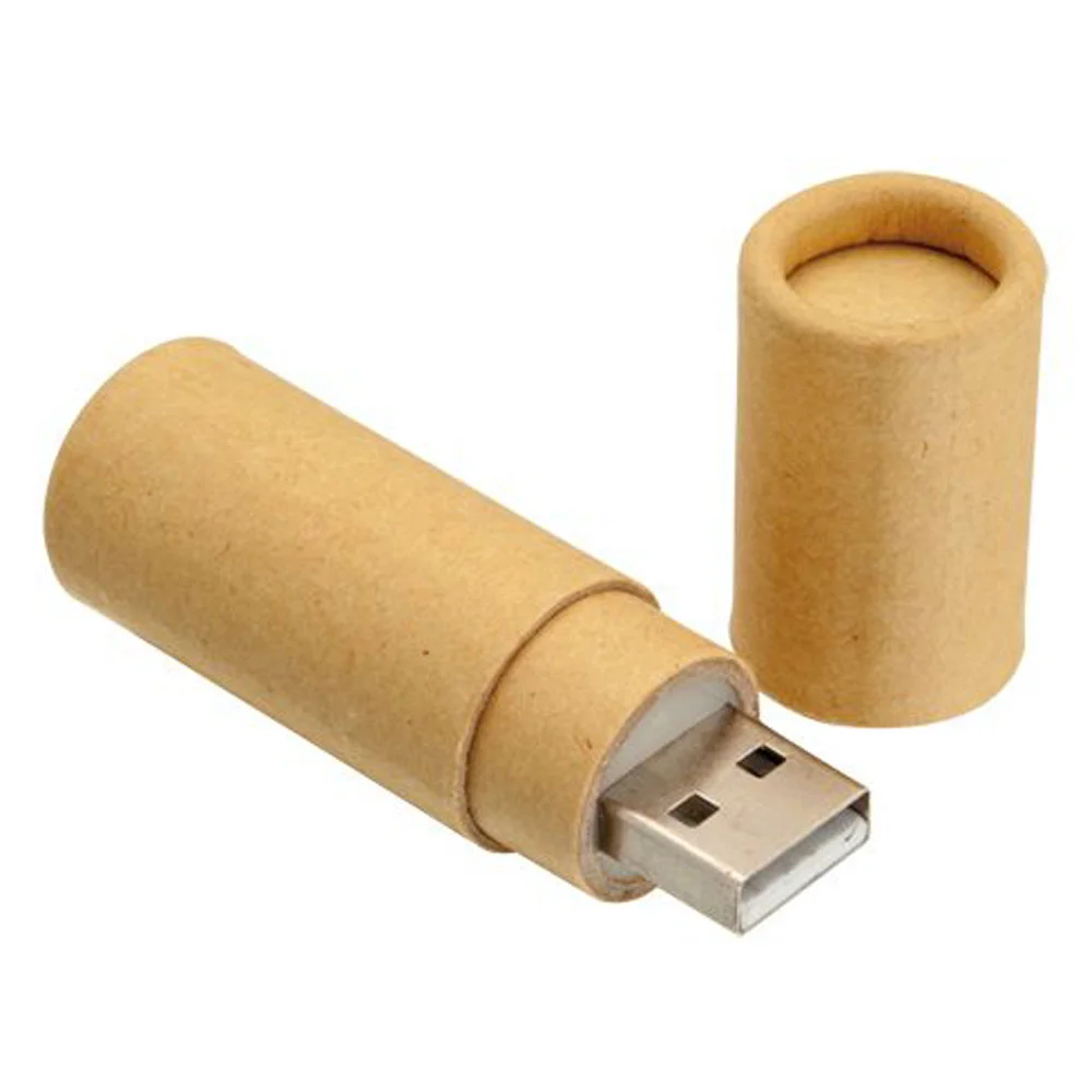 Флешка Бумажная Тубус Paper Tube D33 бежевая 2 Гб - фото 5