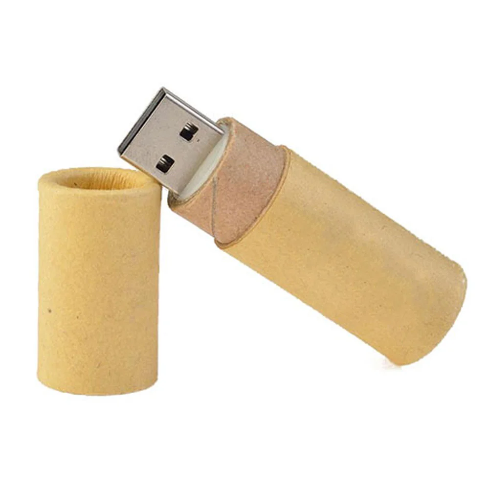 Флешка Бумажная Тубус Paper Tube D33 бежевая 128 Гб - фото 1