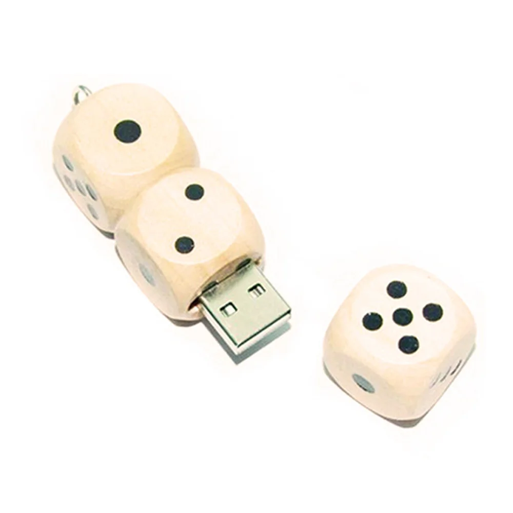 Флешка Деревянная Игральные кости Dice F34 бежевая 4 Гб - фото 10