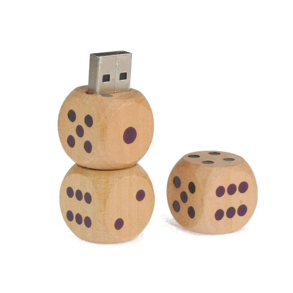 Флешка Деревянная Игральные кости Dice F34 бежевая 4 Гб - фото 4