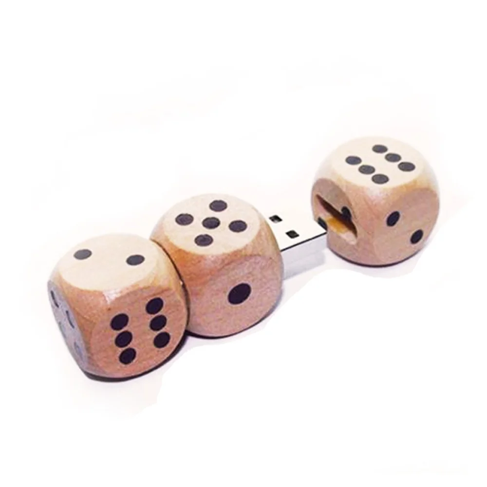 Флешка Деревянная Игральные кости Dice F34 бежевая 4 Гб - фото 9