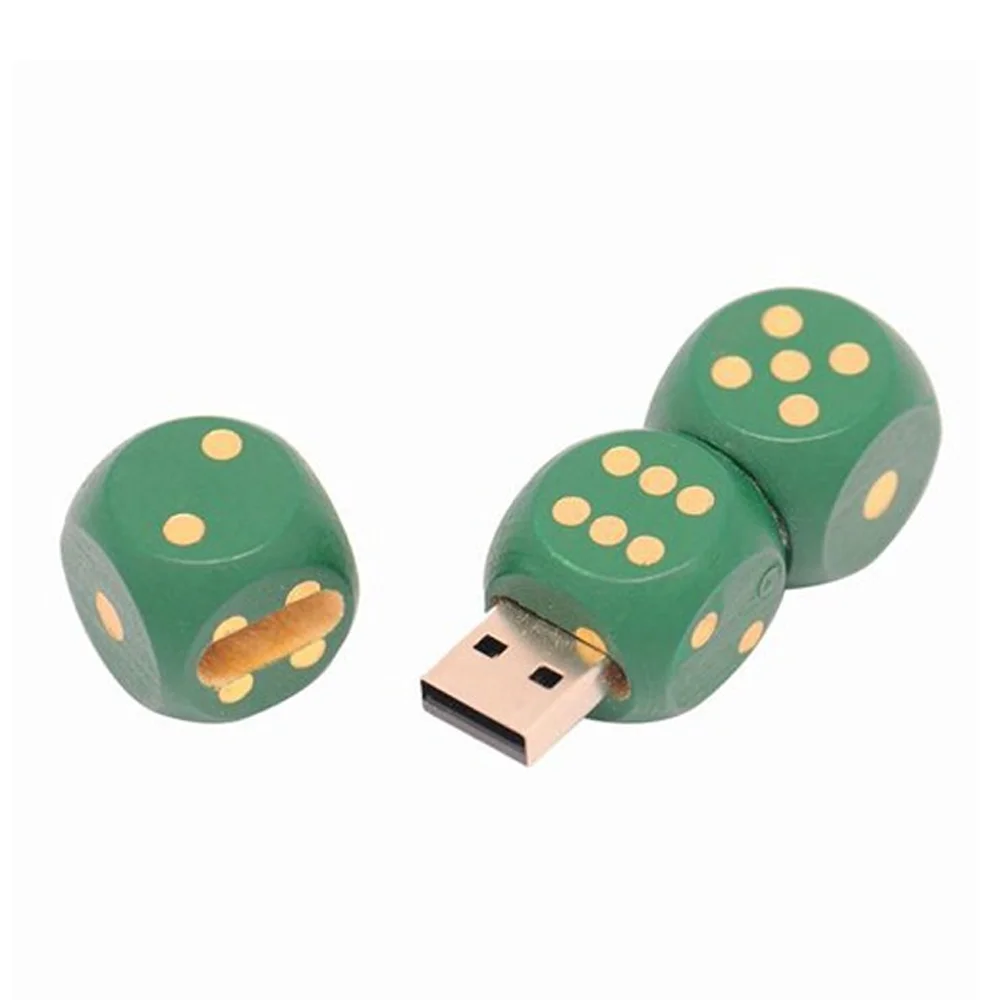 Флешка Деревянная Игральные кости Dice F34 зеленая 4 Гб - фото 8