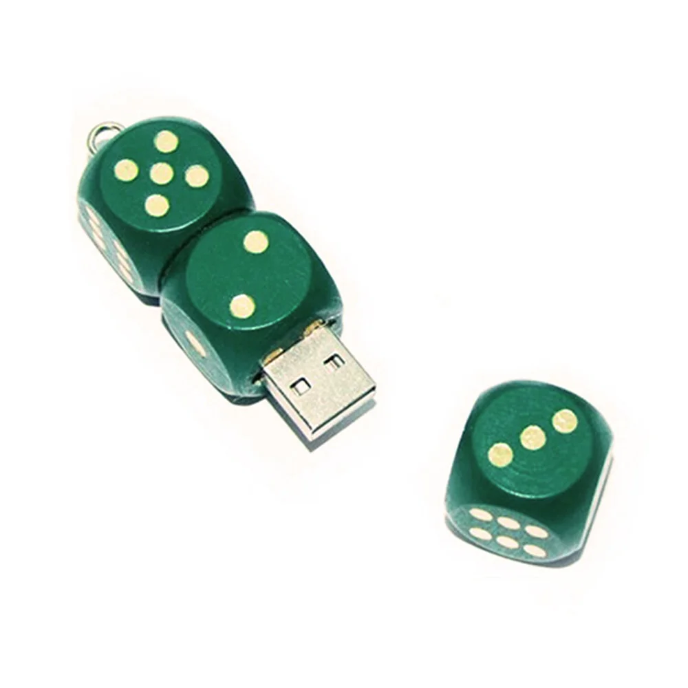 Флешка Деревянная Игральные кости Dice F34 зеленая 8 Гб - фото 1