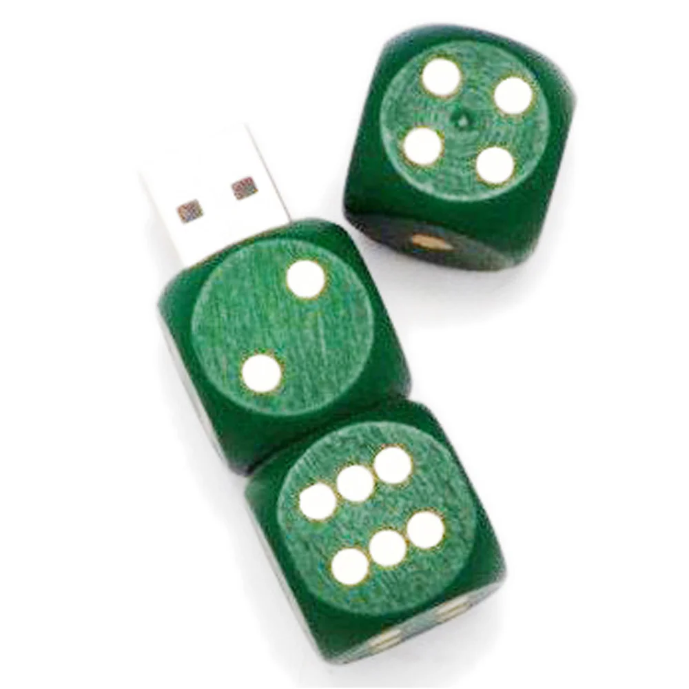 Флешка Деревянная Игральные кости Dice F34 зеленая 16 Гб - фото 6